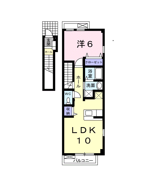 トライアン・ファントA(1LDK/2階)の間取り写真