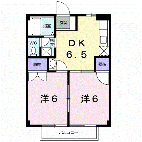 ル.シャトー(2DK/2階)の間取り写真