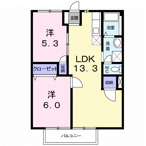 ニューシティ大島(2LDK/1階)の間取り写真