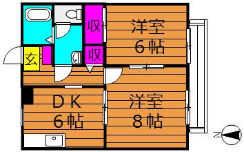 パピームK(2DK/2階)の間取り写真