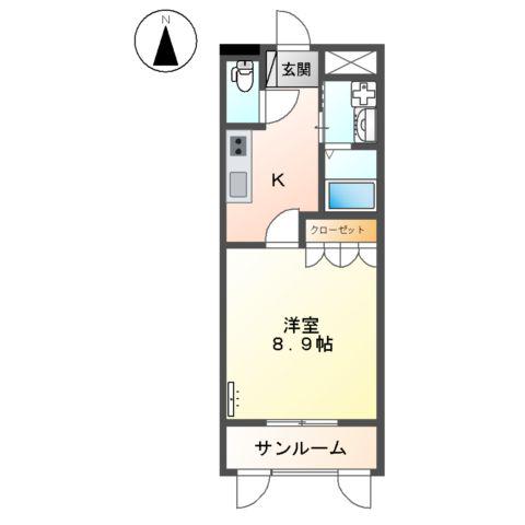 コンテンポラリースクエア(1K/1階)の間取り写真