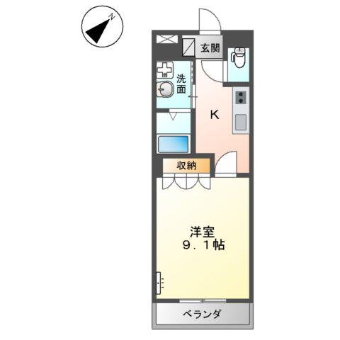 スタイリッシュレジデンスⅡ(1K/2階)の間取り写真