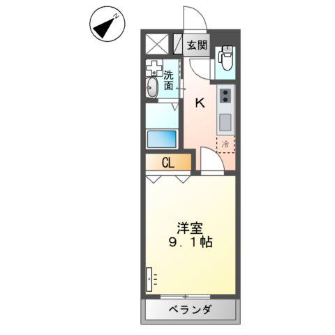 メランジェタブレット(1K/2階)の間取り写真
