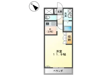 水島臨海鉄道 弥生駅 徒歩15分 2階建 築20年(1K/2階)の間取り写真