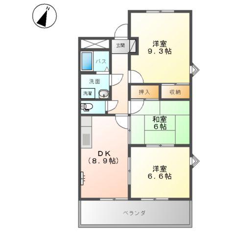 ルナ・アルカディア壱番館(3LDK/1階)の間取り写真