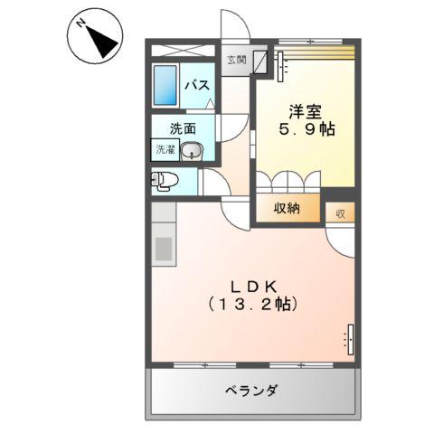 ドリームウイング(1LDK/2階)の間取り写真