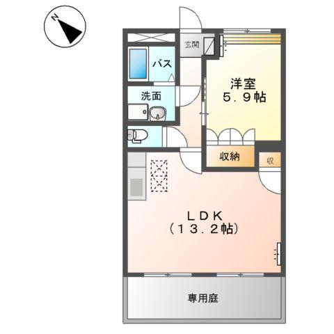 ドリームウイング(1LDK/1階)の間取り写真