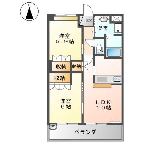 アバンサール(2LDK/2階)の間取り写真