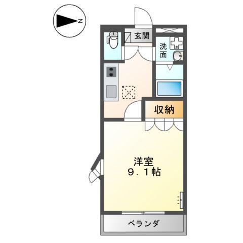 グランドソレーユ(1K/1階)の間取り写真