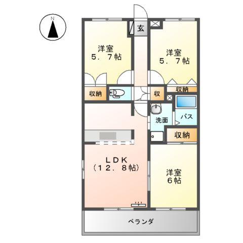 エルグランディールⅠ(3LDK/1階)の間取り写真