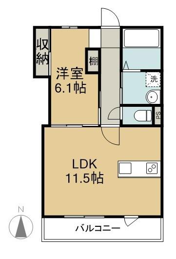 イデアーレ中庄A(1LDK/2階)の間取り写真