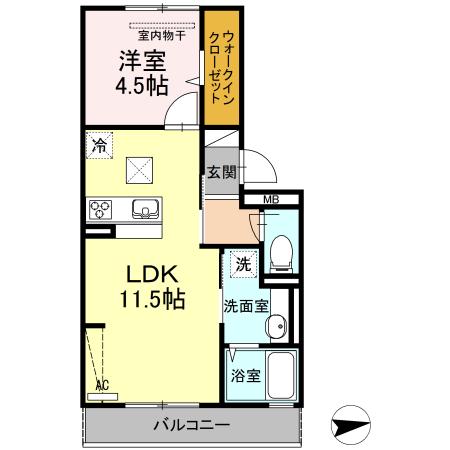 メゾン モナミ(1LDK/3階)の間取り写真