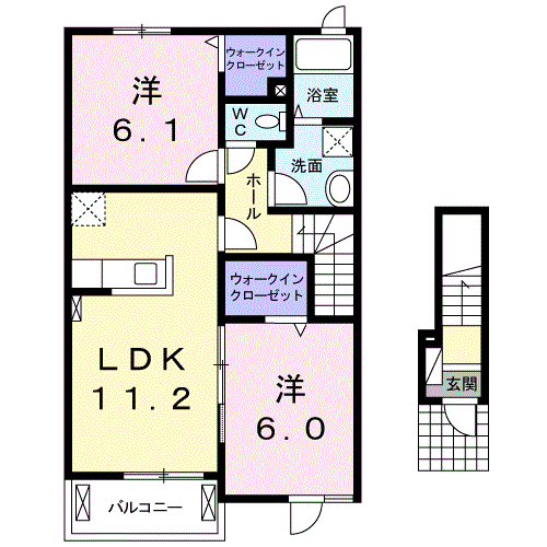 すずらん(2LDK/2階)の間取り写真
