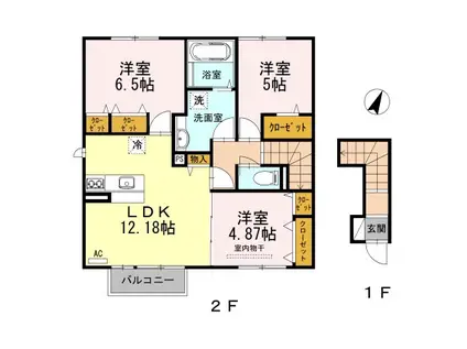 ヴィラ・ボヌール C棟(3LDK/2階)の間取り写真