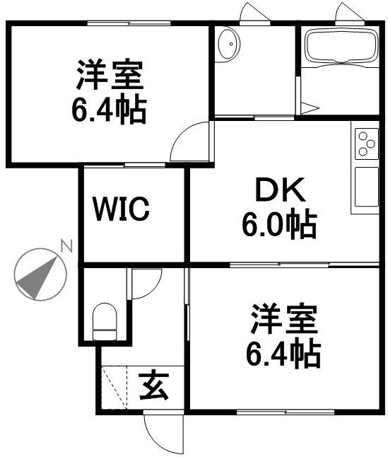 SHION ⅡA棟(2DK/1階)の間取り写真