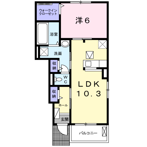 ディリジェントファイブ B(1LDK/1階)の間取り写真