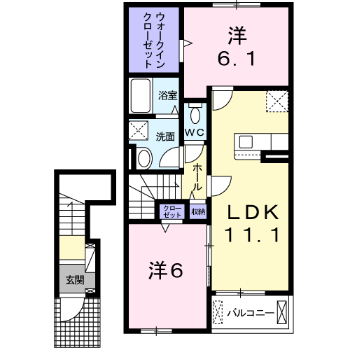 ブリリアント Ⅰ(2LDK/2階)の間取り写真