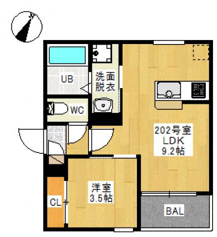 REGALEST 西阿知(1LDK/2階)の間取り写真
