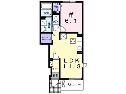 シャーリ(1LDK/1階)の間取り写真