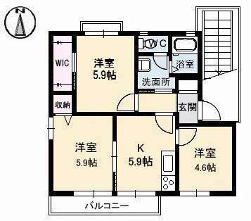 パークスター A棟(3K/1階)の間取り写真