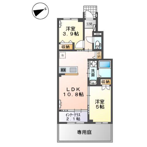 プロニティ・KⅢ(2LDK/1階)の間取り写真