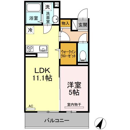 ベイ ブランシェ中島(1LDK/2階)の間取り写真
