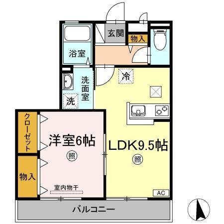 ファミーユ昭和(1LDK/1階)の間取り写真