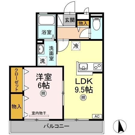 ファミーユ昭和(1LDK/3階)の間取り写真