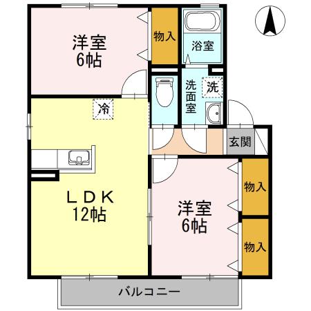 エスペランサTATSUMI(2LDK/2階)の間取り写真