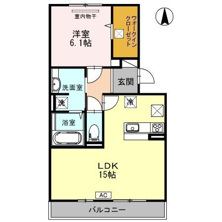 JADEA棟(1LDK/1階)の間取り写真