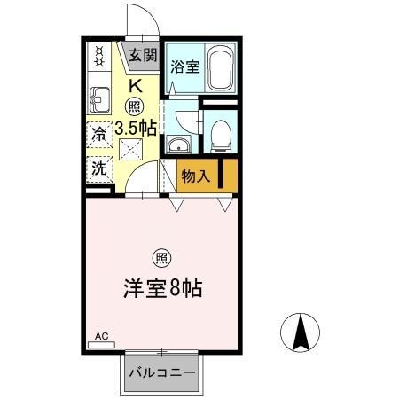 メゾンたちばなA棟(1K/1階)の間取り写真