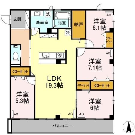 VILLE SOLEIL(4LDK/5階)の間取り写真