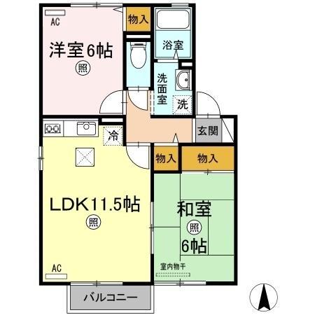 メゾン・エスポワールA棟(2LDK/1階)の間取り写真