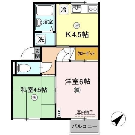 プレジール三島(2DK/2階)の間取り写真