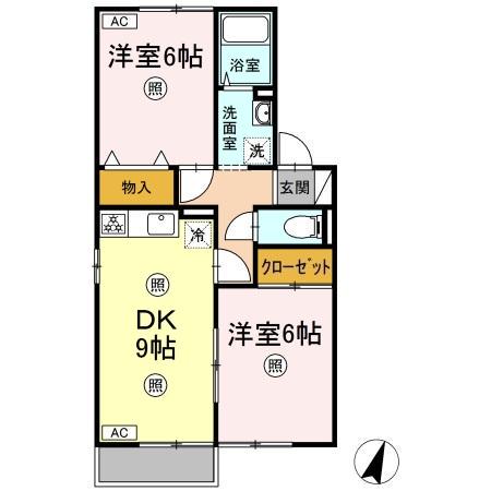 セジュールステア A棟(2DK/1階)の間取り写真