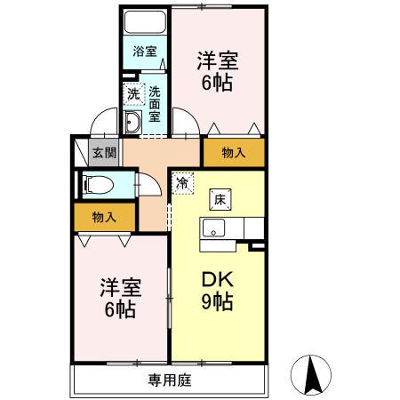 ウィルモア(2LDK/1階)の間取り写真
