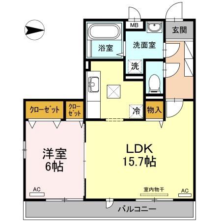 セレニテ(1LDK/1階)の間取り写真