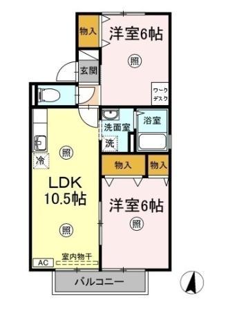 セジュール大内B棟(2LDK/2階)の間取り写真