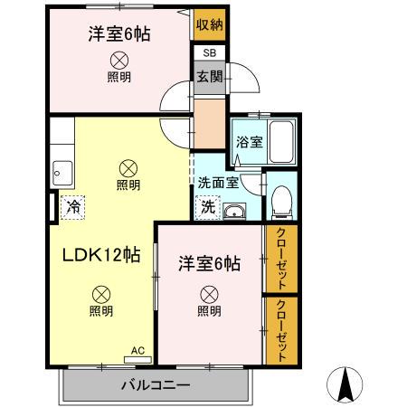 マンハイム前川(2LDK/2階)の間取り写真