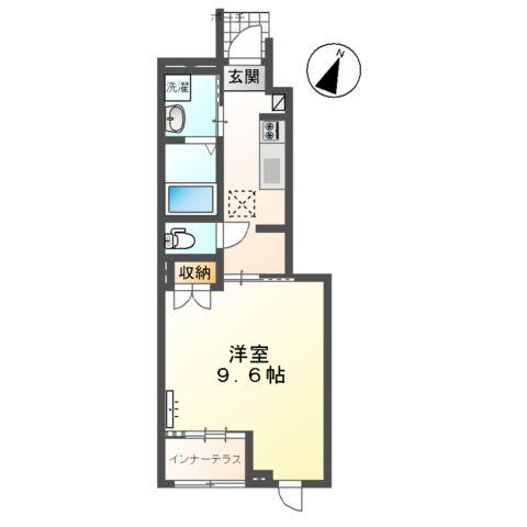 フロード・N(1K/1階)の間取り写真