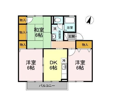 ムーンパレス(3DK/1階)の間取り写真