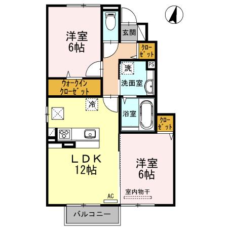 レユシール A棟(2LDK/1階)の間取り写真