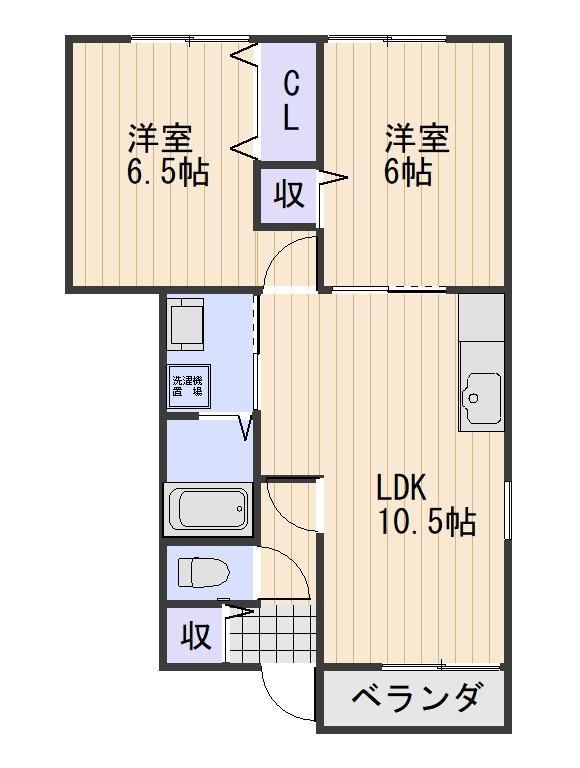 ハイ・ツリー21 B(2LDK/1階)の間取り写真