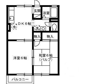 エクセルハイツ森安(2DK/2階)の間取り写真