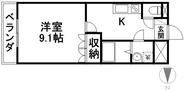 ウエストモンターニュ(1K/1階)の間取り写真