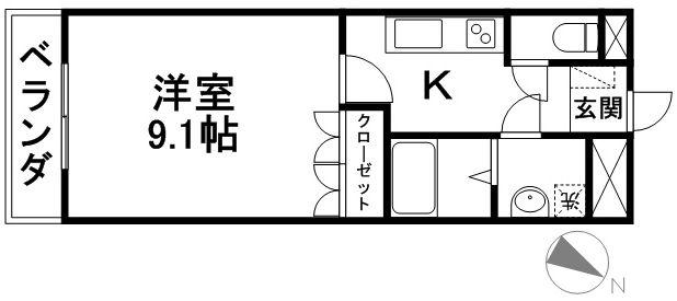 リバティー(1K/1階)の間取り写真