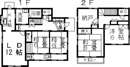 岡山県倉敷市 2階建 築30年(4SLDK)の間取り写真