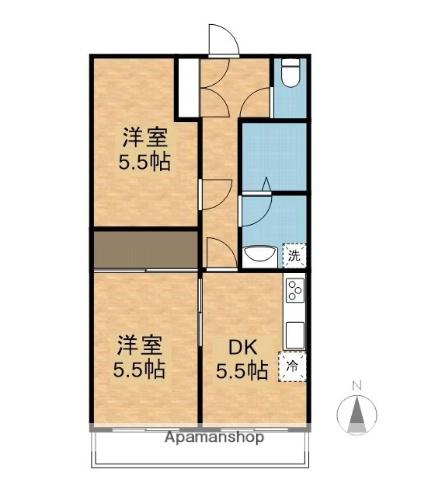 ルマンジュ津高(2K/1階)の間取り写真