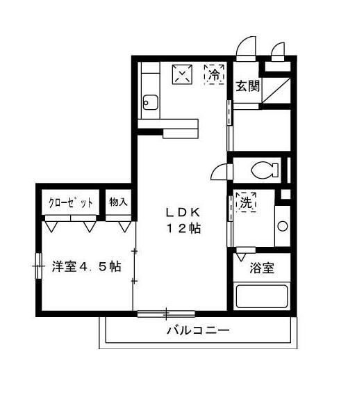 ラ・シャンブル(1LDK/1階)の間取り写真