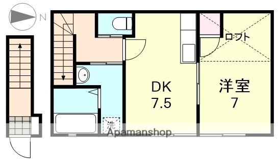 ノーブル寿美(1DK/2階)の間取り写真
